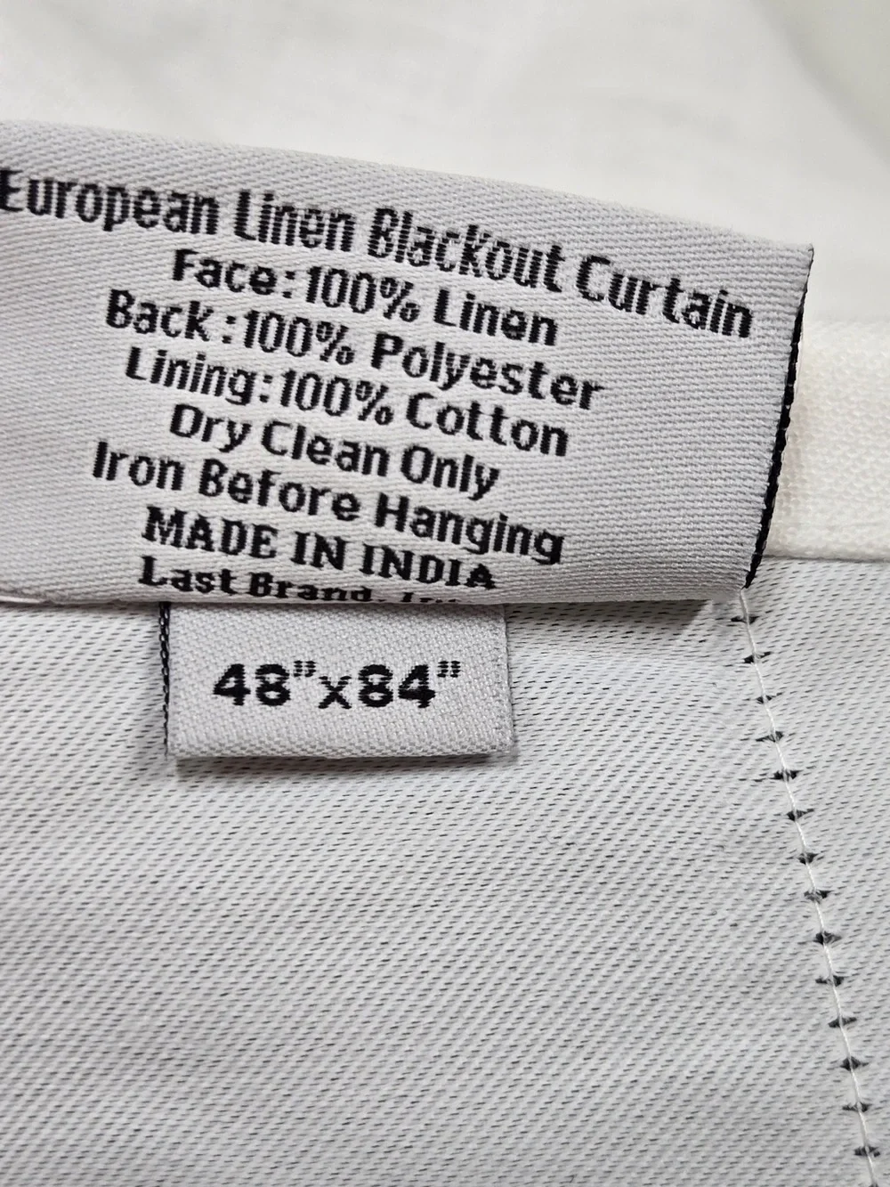 QUINCE Set Of 2 48x84 European Linen True Blackout Curtains White 9372